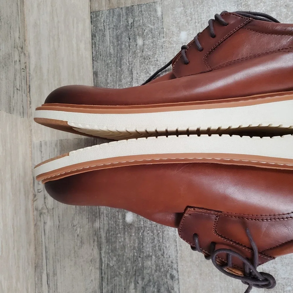 Nordstrom Rack Mens Oxford Sz 13 M Cognac Leather Casual Lace Up Plain Toe